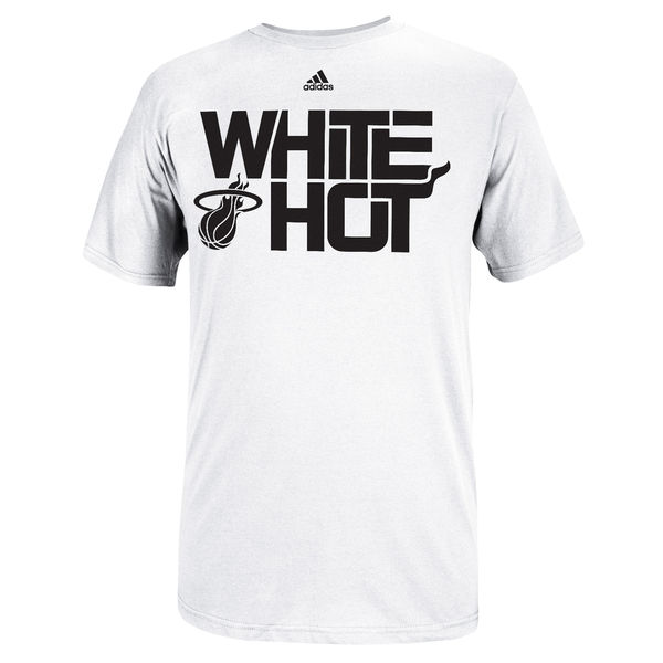 NBA Men adidas Miami Heat White Hot Playoffs Slogan TShirt White